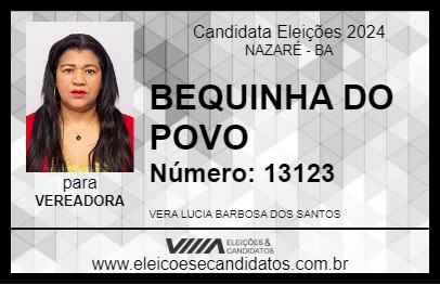 Candidato BEQUINHA DO POVO 2024 - NAZARÉ - Eleições