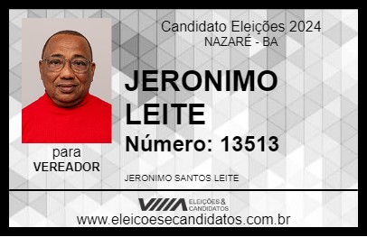 Candidato JERONIMO LEITE 2024 - NAZARÉ - Eleições