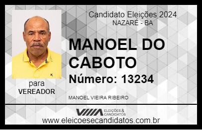 Candidato MANOEL DO CABOTO 2024 - NAZARÉ - Eleições