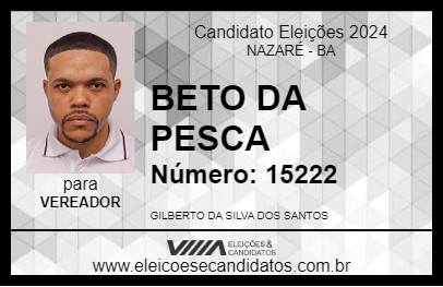 Candidato BETO DA PESCA 2024 - NAZARÉ - Eleições