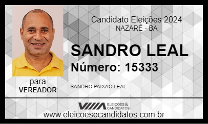 Candidato SANDRO LEAL 2024 - NAZARÉ - Eleições