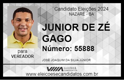 Candidato JUNIOR DE ZÉ GAGO 2024 - NAZARÉ - Eleições