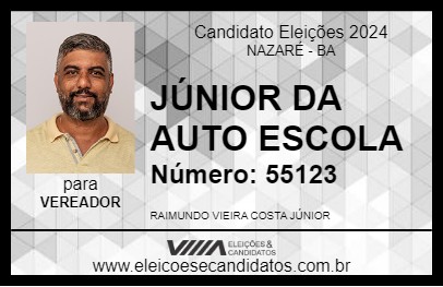 Candidato JÚNIOR DA AUTO ESCOLA 2024 - NAZARÉ - Eleições