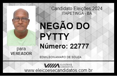 Candidato NEGÃO DO PYTTY 2024 - ITAPETINGA - Eleições