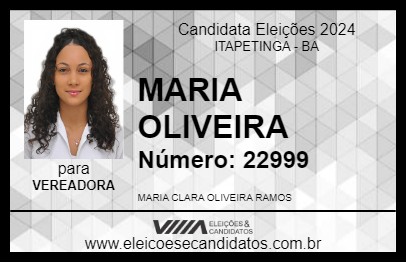 Candidato MARIA OLIVEIRA 2024 - ITAPETINGA - Eleições