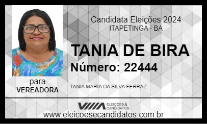 Candidato TANIA DE BIRA 2024 - ITAPETINGA - Eleições