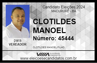 Candidato CLOTILDES MANOEL 2024 - MACURURÉ - Eleições