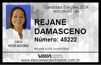 Candidato REJANE DAMASCENO 2024 - MACURURÉ - Eleições