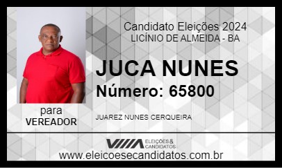 Candidato JUCA NUNES 2024 - LICÍNIO DE ALMEIDA - Eleições