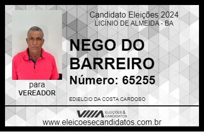 Candidato NEGO DO BARREIRO 2024 - LICÍNIO DE ALMEIDA - Eleições