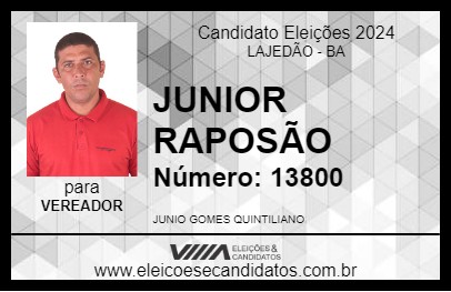 Candidato JUNIOR RAPOSÃO 2024 - LAJEDÃO - Eleições