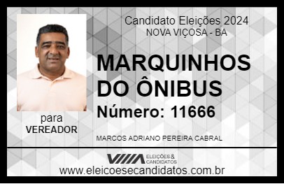 Candidato MARQUINHOS DO ÔNIBUS 2024 - NOVA VIÇOSA - Eleições