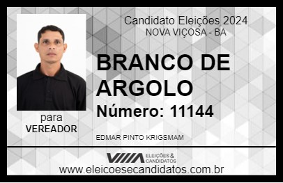 Candidato BRANCO DE ARGOLO 2024 - NOVA VIÇOSA - Eleições