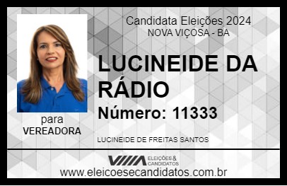 Candidato LUCINEIDE DA RÁDIO 2024 - NOVA VIÇOSA - Eleições