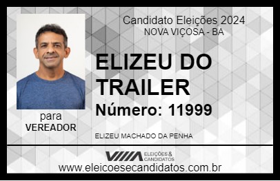 Candidato ELIZEU DO TRAILER 2024 - NOVA VIÇOSA - Eleições