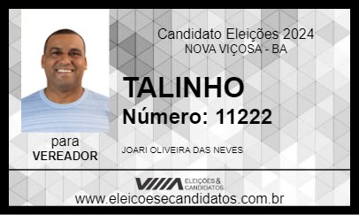 Candidato TALINHO 2024 - NOVA VIÇOSA - Eleições