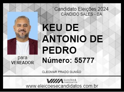 Candidato KEU DE ANTONIO DE PEDRO 2024 - CÂNDIDO SALES - Eleições