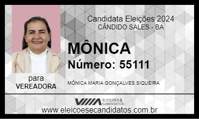 Candidato MÔNICA 2024 - CÂNDIDO SALES - Eleições