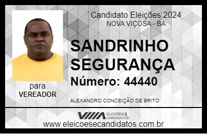 Candidato SANDRINHO SEGURANÇA 2024 - NOVA VIÇOSA - Eleições