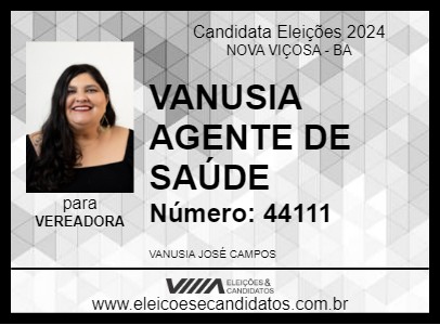 Candidato VANUSIA AGENTE DE SAÚDE 2024 - NOVA VIÇOSA - Eleições