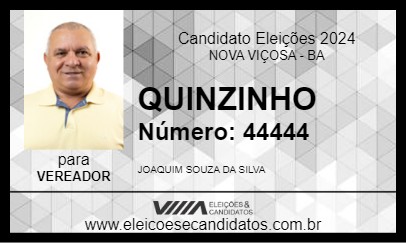 Candidato QUINZINHO 2024 - NOVA VIÇOSA - Eleições