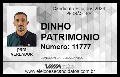 Candidato BINHO PATRIMONIO 2024 - PEDRÃO - Eleições