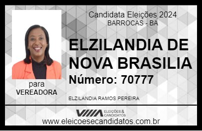 Candidato ELZILANDIA DE NOVA BRASILIA 2024 - BARROCAS - Eleições