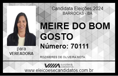 Candidato MEIRE DO BOM GOSTO 2024 - BARROCAS - Eleições