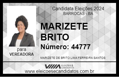 Candidato MARIZETE BRITO 2024 - BARROCAS - Eleições