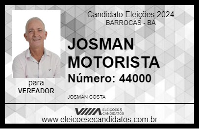 Candidato JOSMAN MOTORISTA 2024 - BARROCAS - Eleições