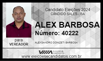 Candidato ALEX BARBOSA 2024 - CÂNDIDO SALES - Eleições