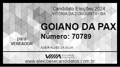 Candidato GOIANO DA PAX 2024 - VITÓRIA DA CONQUISTA - Eleições