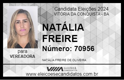 Candidato NATÁLIA FREIRE 2024 - VITÓRIA DA CONQUISTA - Eleições