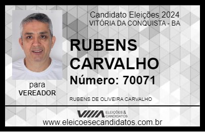 Candidato RUBENS CARVALHO 2024 - VITÓRIA DA CONQUISTA - Eleições