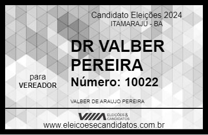 Candidato DR VALBER PEREIRA 2024 - ITAMARAJU - Eleições