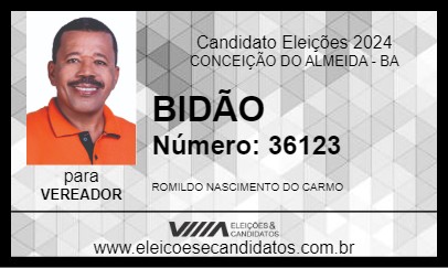 Candidato BIDÃO 2024 - CONCEIÇÃO DO ALMEIDA - Eleições