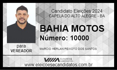 Candidato BAHIA MOTOS 2024 - CAPELA DO ALTO ALEGRE - Eleições