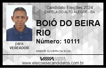 Candidato BOIÓ DO BEIRA RIO 2024 - CAPELA DO ALTO ALEGRE - Eleições