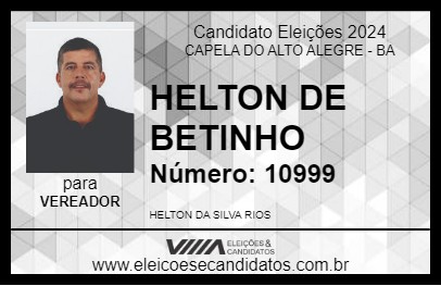 Candidato HELTON DE BETINHO 2024 - CAPELA DO ALTO ALEGRE - Eleições