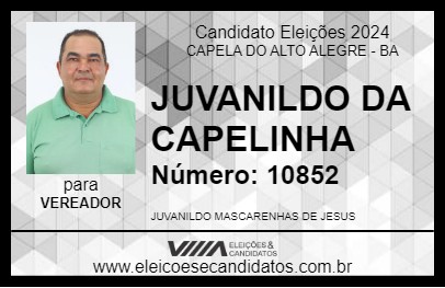 Candidato JUVANILDO DA CAPELINHA 2024 - CAPELA DO ALTO ALEGRE - Eleições