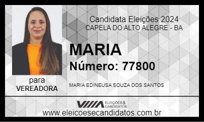 Candidato MARIA 2024 - CAPELA DO ALTO ALEGRE - Eleições