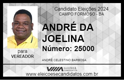 Candidato ANDRÉ DA JOELINA 2024 - CAMPO FORMOSO - Eleições