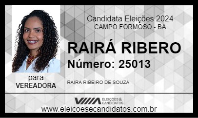 Candidato RAIRÁ RIBERO 2024 - CAMPO FORMOSO - Eleições