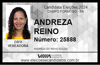 Candidato ANDREZA REINO 2024 - CAMPO FORMOSO - Eleições