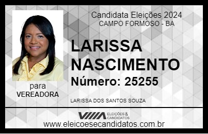 Candidato LARISSA NASCIMENTO 2024 - CAMPO FORMOSO - Eleições