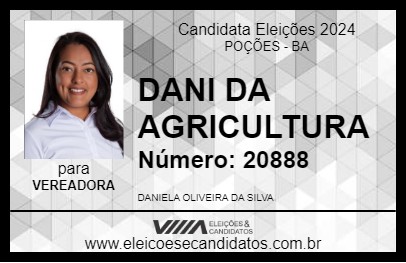 Candidato DANI DA AGRICULTURA 2024 - POÇÕES - Eleições