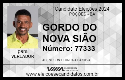 Candidato GORDO DO NOVA SIÃO 2024 - POÇÕES - Eleições