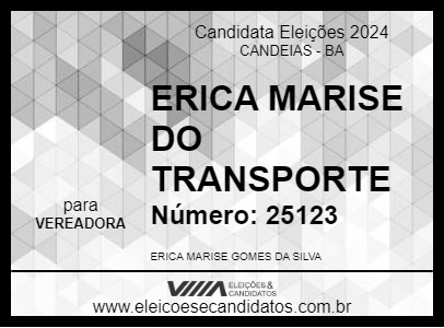 Candidato ERICA MARISE DO TRANSPORTE 2024 - CANDEIAS - Eleições