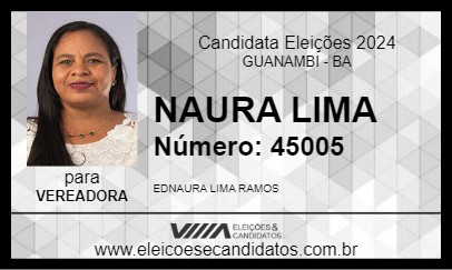 Candidato NAURA LIMA 2024 - GUANAMBI - Eleições