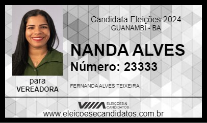 Candidato NANDA ALVES 2024 - GUANAMBI - Eleições